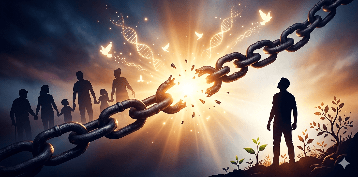 breaking of old generational chains and rising into light